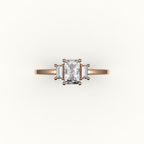Radiant Cut Three-Stone Setting with Vertical Baguettes
