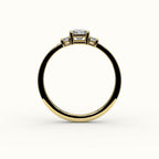 Radiant Cut Three-Stone Setting with Vertical Baguettes