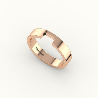 Classic Radiant or Emerald Cut Carved Wedding Band