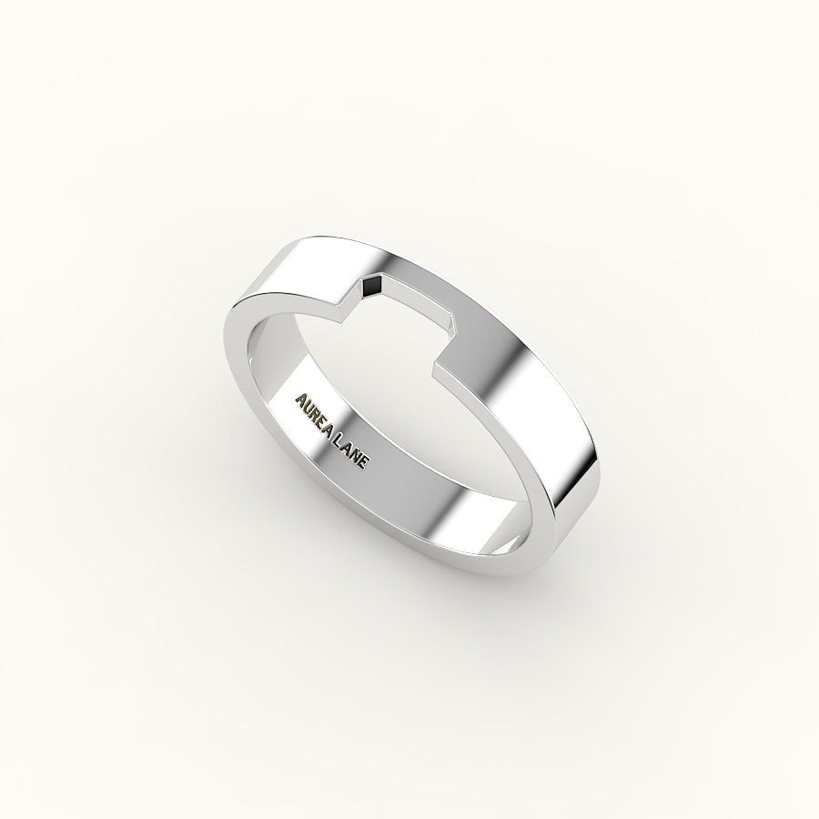 Classic Radiant or Emerald Cut Carved Wedding Band