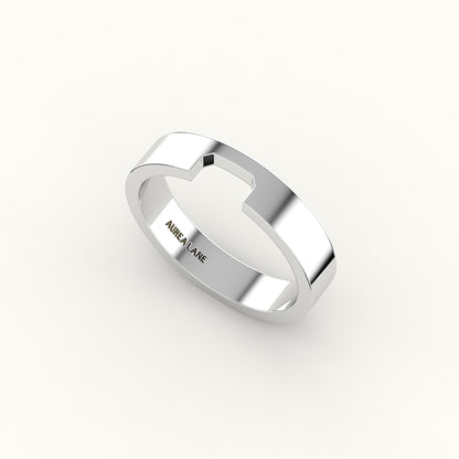 Classic Radiant or Emerald Cut Carved Wedding Band