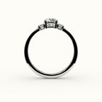 Round Cut Three-Stone Setting with Vertical Baguettes